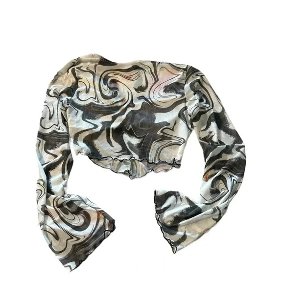 Princess Polly PRESSMAN TOP WHITE / BLACK cropped women's size 8 - Picture 2 of 4